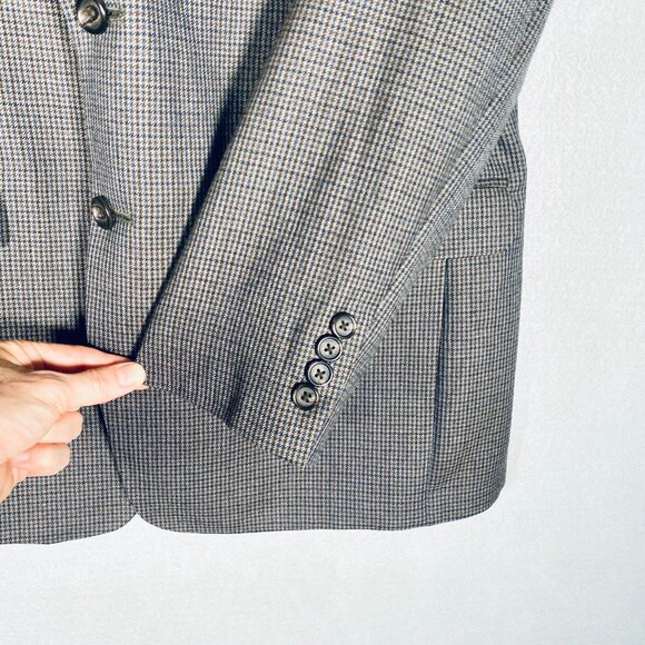 Lauren Ralph Lauren Blazer Mens 42R Brown Blue Wool Houndstooth Sport Coat - Picture 4 of 14